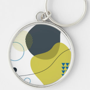 Modern, Memphis, cool, unique, trendy illustration Key Ring