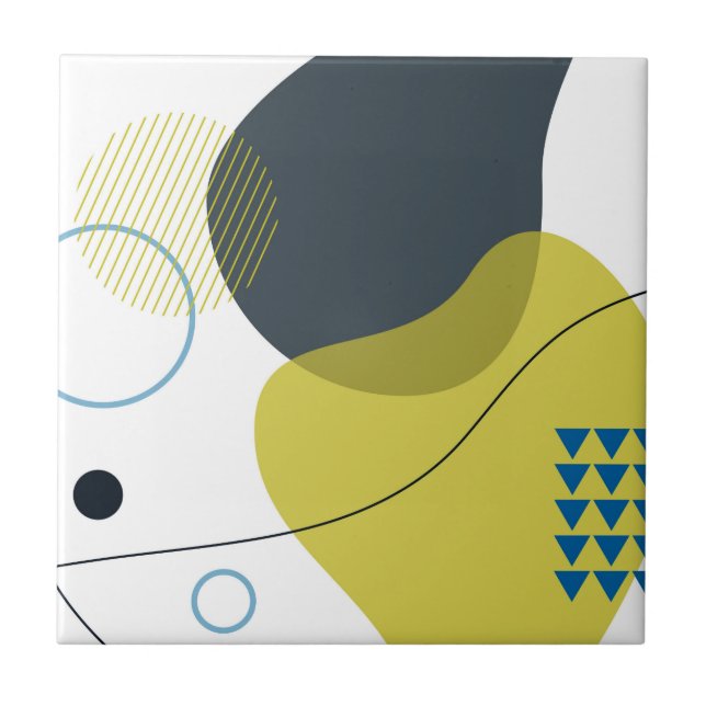Modern, Memphis, cool, unique, trendy illustration Tile (Front)