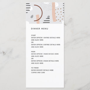 Modern Memphis Shapes Tan Pattern Wedding Menu