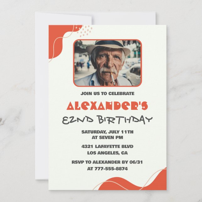 Modern Men 82nd birthday invitations   (Front)