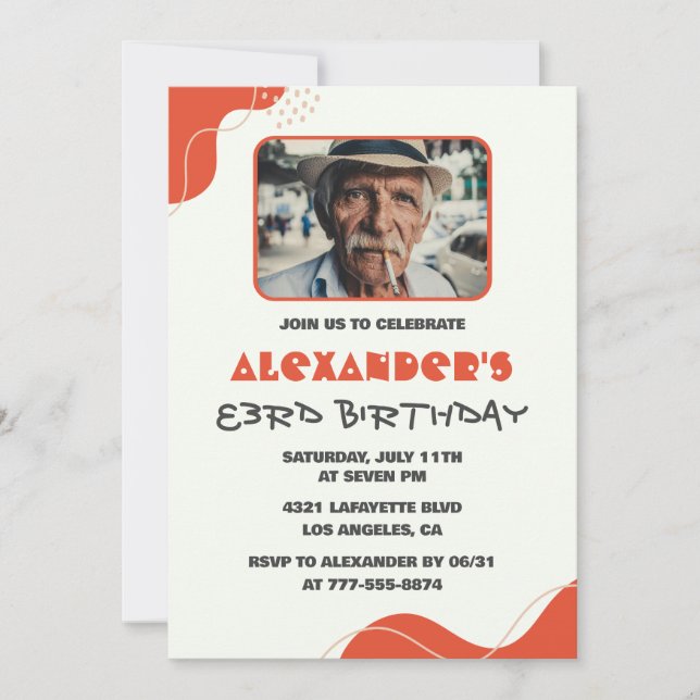 Modern Men 83rd birthday invitations   (Front)