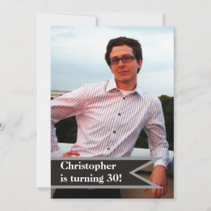 Modern men’s 30th birthday simple masculine photo invitation