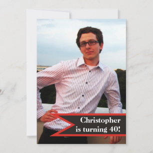 Modern men’s 40th birthday simple masculine photo invitation