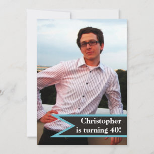 Modern men’s 40th birthday simple masculine photo invitation
