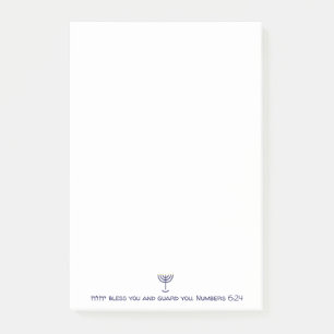 Modern Menorah Blessing Blue White Gold Graphic Post-it Notes