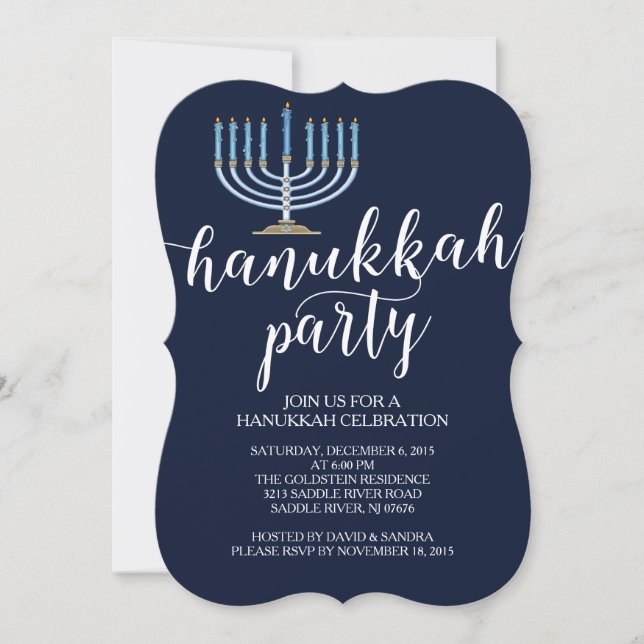 Modern Menorah Hanukkah Celebration Invitation (Front)
