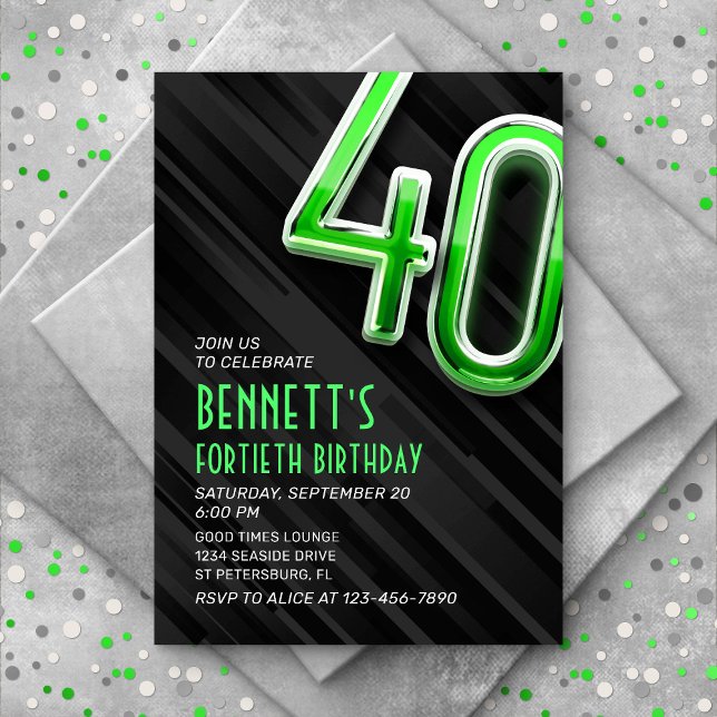Modern Mens 40th Birthday Invitation (Creator Uploaded)
