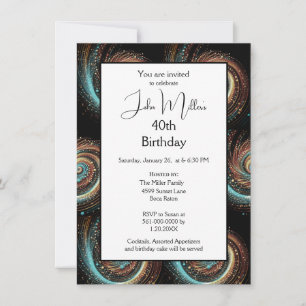 Modern Men's 40thi Birthday Party  Invitation