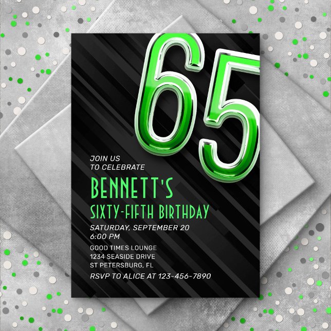 Modern Mens 65th Birthday Invitation (Creator Uploaded)