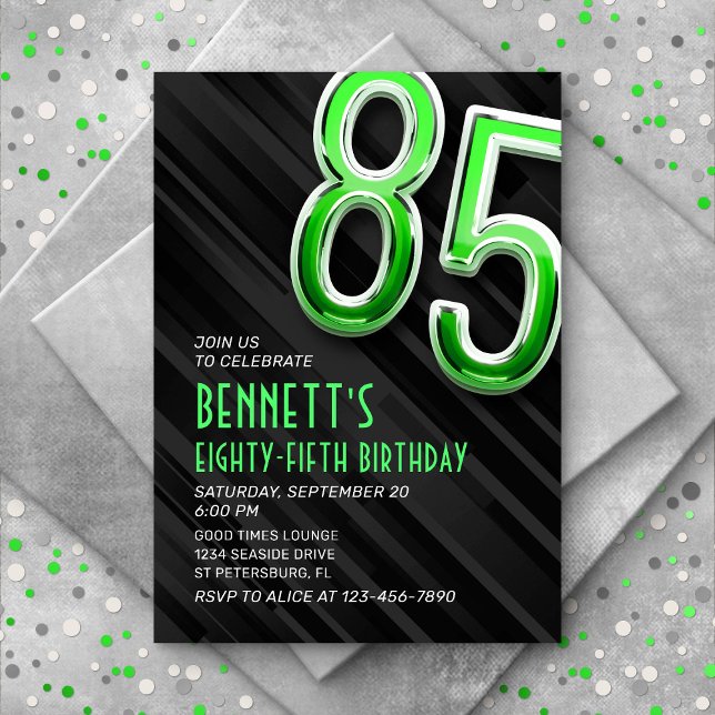 Modern Mens 85th Birthday Invitation (Creator Uploaded)