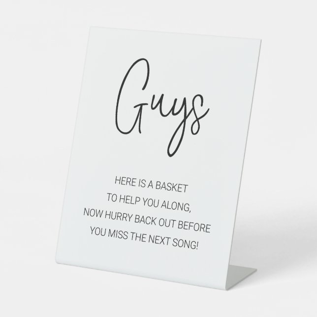 Modern Mens Bathroom Basket Wedding Pedestal Sign (Front)