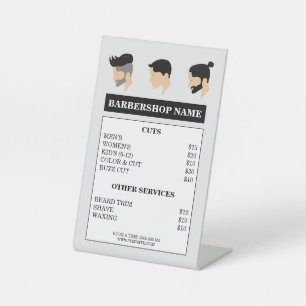 Modern Men's Hair Styles Drawing Barbershop Menu Pedestal Sign