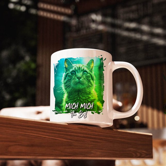 Modern Meow Frame – Personalised Cat Name Photo Coffee Mug (Creator Uploaded)