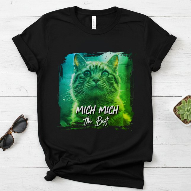 Modern Meow Frame – Personalized Cat Name Photo T-Shirt (Creator Uploaded)