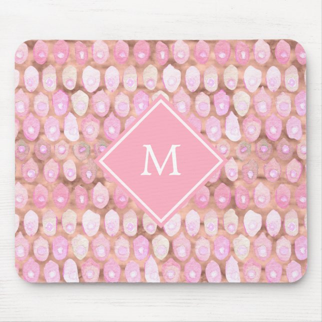 Modern Mermaid | Glam Pink with Monogram Mouse Mat (Front)