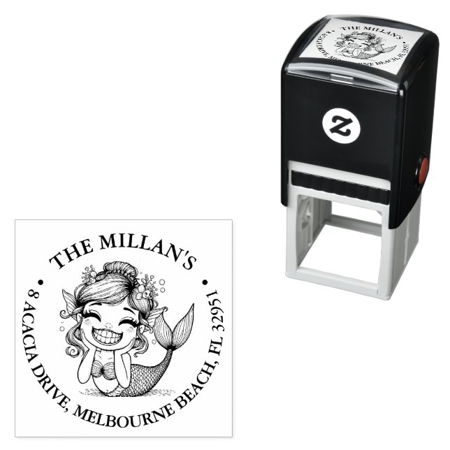 Modern Mermaid Pool Party  theme Self-inking Stamp (In Situ)