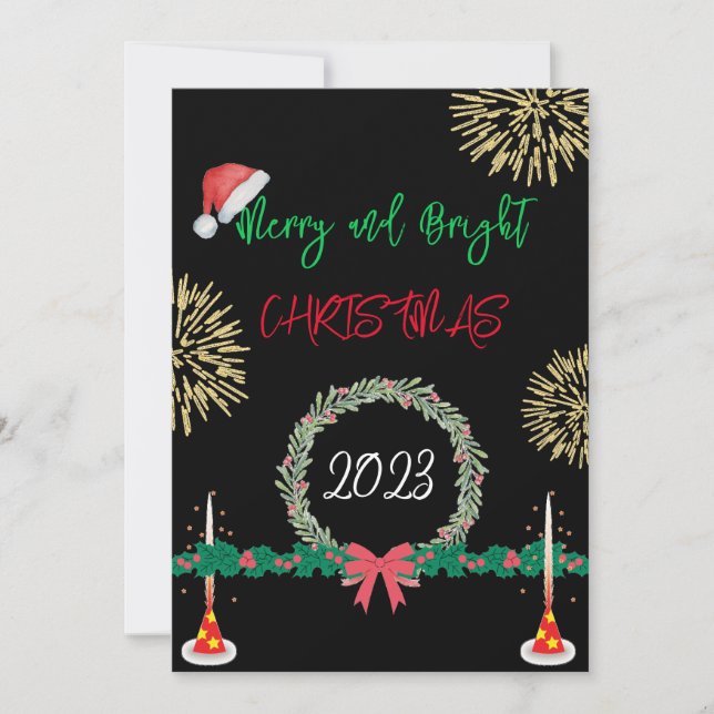 Modern Merry And Bright Christmas 2023 fun Holiday Card (Front)