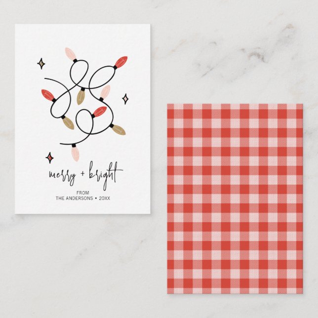 Modern Merry and  Bright Christmas Lights Holiday Card (Front/Back)