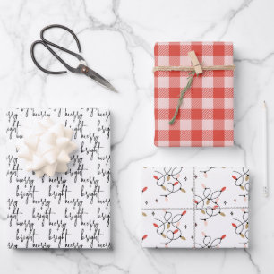 Modern Merry and Bright Christmas Lights Holiday Wrapping Paper Sheet