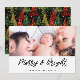 Modern Merry and Bright Christmas Photo Holiday Card