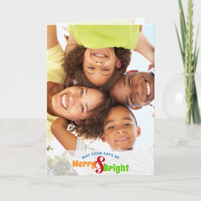  Modern Merry and Bright Family Photo Holiday Card (Front)
