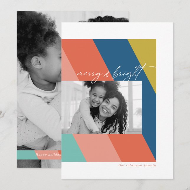 Modern Merry And Bright Flat Holiday Card (Front/Back)