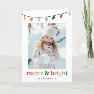 Modern Merry and Bright Photo Holiday Card