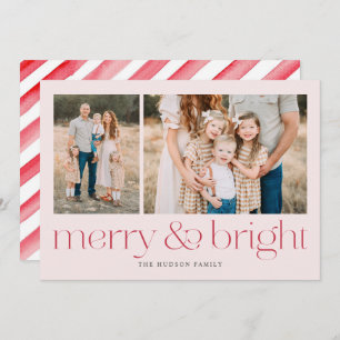 Modern Merry and Bright Red Minimal Holiday Card