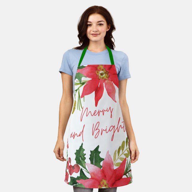 Modern Merry and Bright Script Apron (Worn)