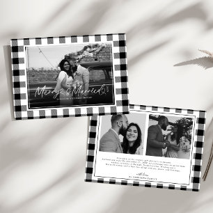 Modern Merry and Married Newlywed Plaid Christmas Holiday Card
