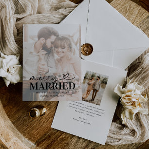 Modern Merry and Married Photo Christmas Holiday Card