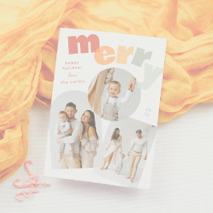 Modern Merry Arch Christmas Holiday Photo Collage Card