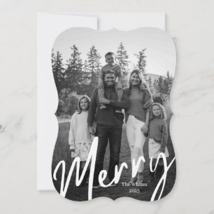 modern merry b + w christmas holiday card