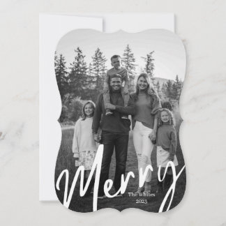 modern merry b + w christmas  holiday card