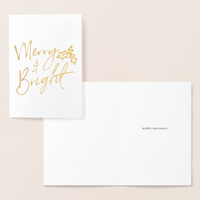 Modern Merry & Bright Christmas Foil Card (Display)