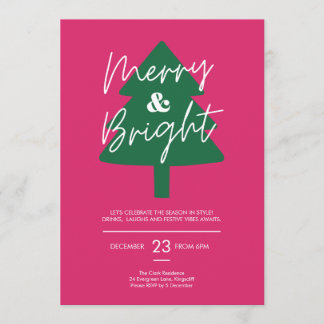 Modern Merry & Bright Christmas Party Invitation