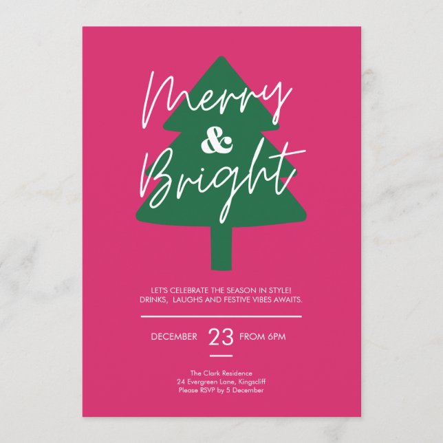 Modern Merry & Bright Christmas Party  Invitation (Front)