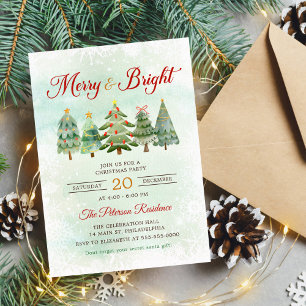 Modern Merry & Bright Christmas Tree Party Invitation