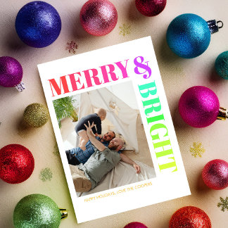 Modern Merry & Bright Colorful Christmas Holiday Card
