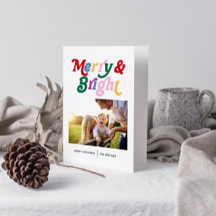 Modern Merry & Bright Colourful Bright Photo Card