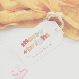 Modern Merry & Bright Family Christmas Holiday Gift Tags