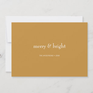 Modern Merry & Bright Gold Christmas Holiday Card
