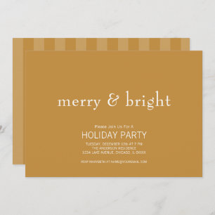 Modern Merry & Bright Gold Christmas Holiday Invitation