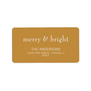 Modern Merry & Bright Gold Holiday Address Label