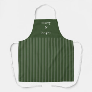 Modern Merry & Bright Green Christmas Holiday Apron