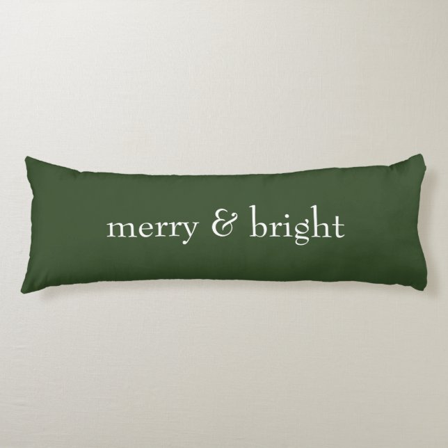 Modern Merry & Bright Green Christmas Holiday Body Cushion (Front)