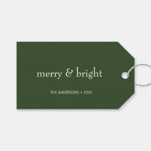 Modern Merry & Bright Green Christmas Holiday Gift Tags