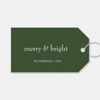 Modern Merry & Bright Green Christmas Holiday Gift Tags