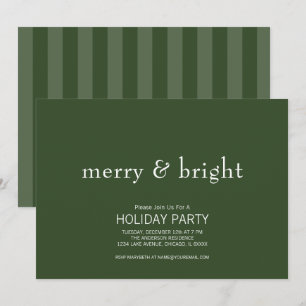 Modern Merry & Bright Green Christmas Holiday Invitation