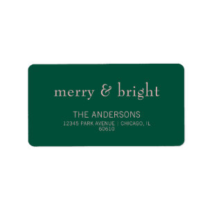 Modern Merry & Bright Holiday Address Green & Pink Label